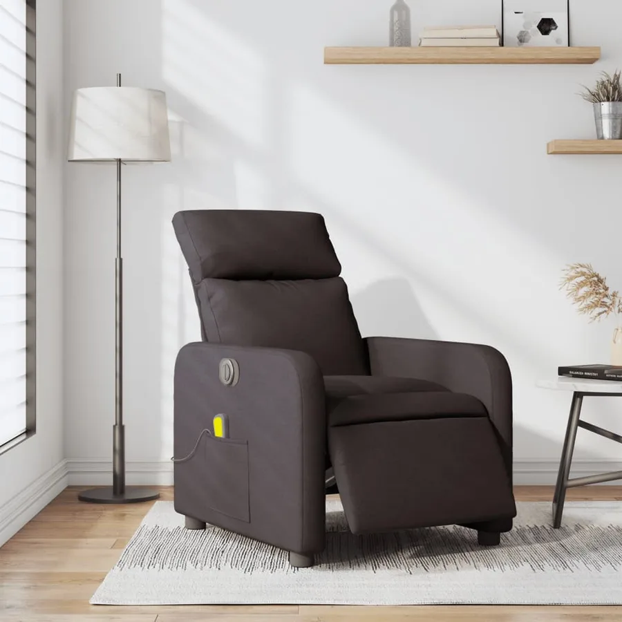 Fauteuil de massage inclinable électrique Marron foncé Tissu - 16