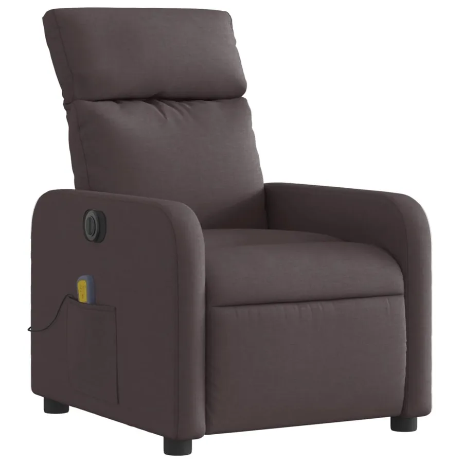 Fauteuil de massage inclinable électrique Marron foncé Tissu - 4