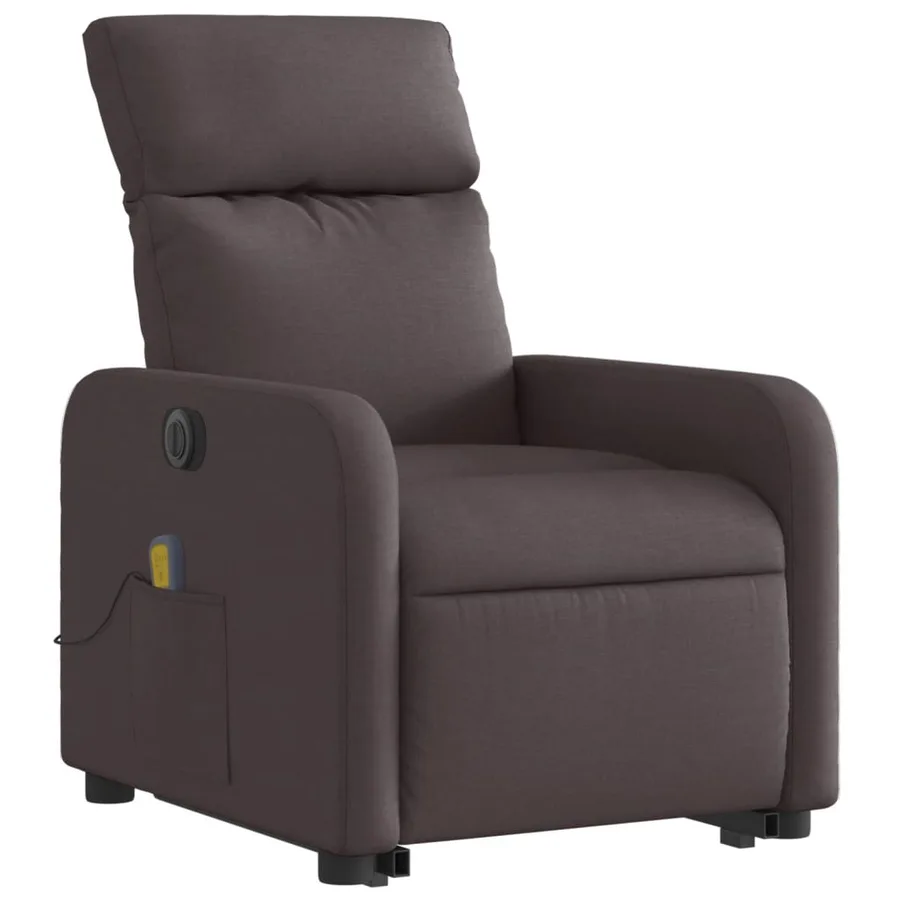 Fauteuil inclinable de massage électrique Marron foncé Tissu - 4