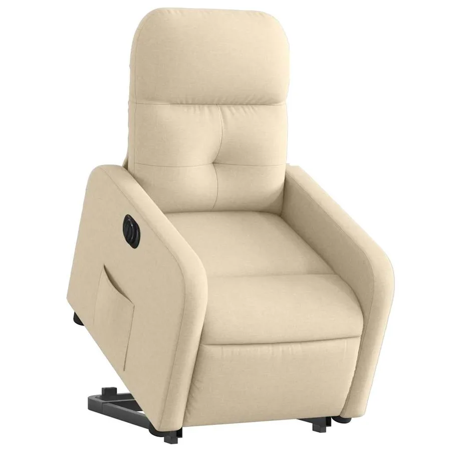 Fauteuil inclinable électrique crème tissu - 3