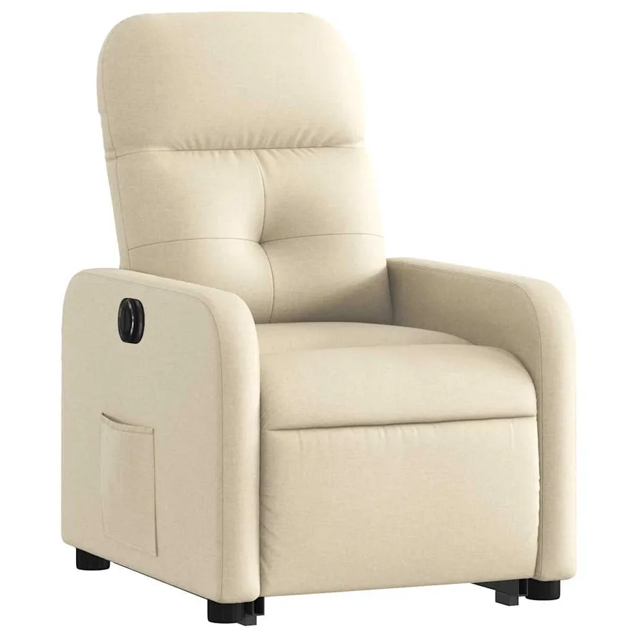 Fauteuil inclinable électrique crème tissu - 4