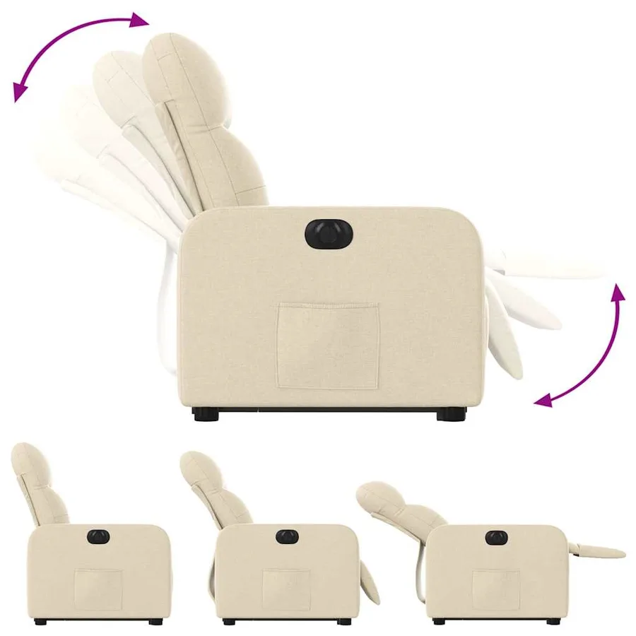 Fauteuil inclinable électrique crème tissu - 7