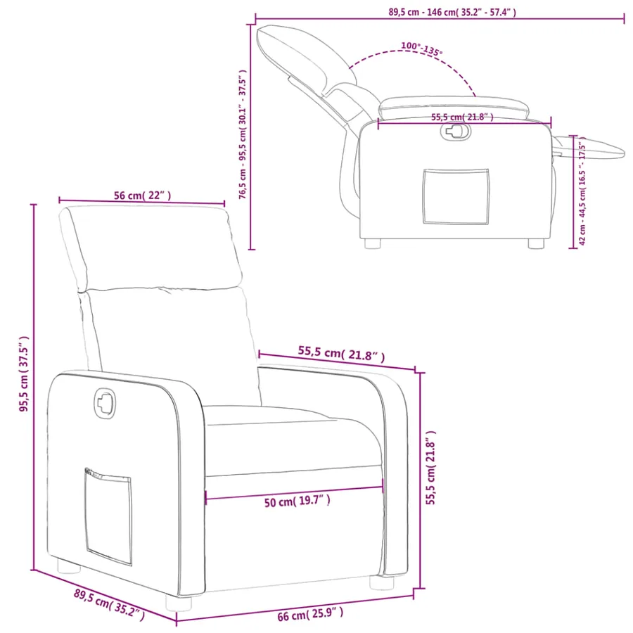 Fauteuil inclinable Gris foncé Tissu - 11