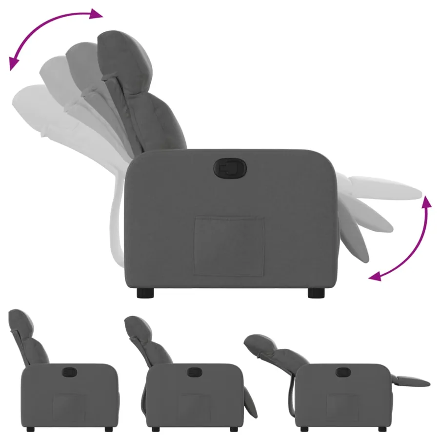 Fauteuil inclinable Gris foncé Tissu - 4