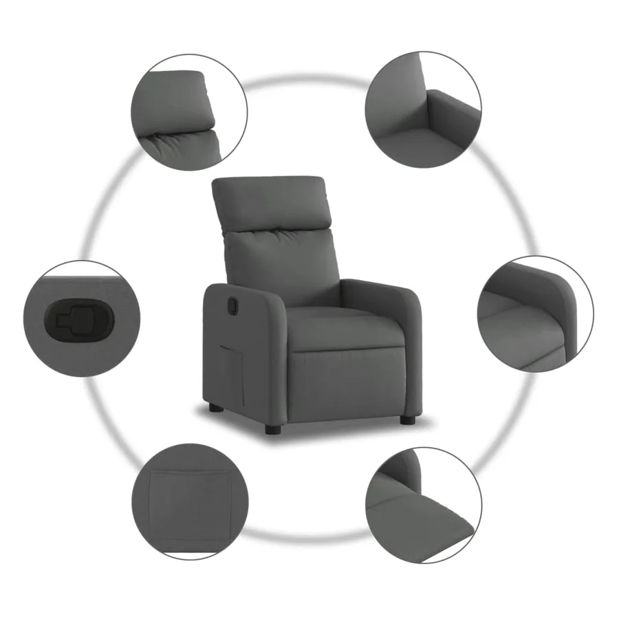 Fauteuil inclinable Gris foncé Tissu - 5