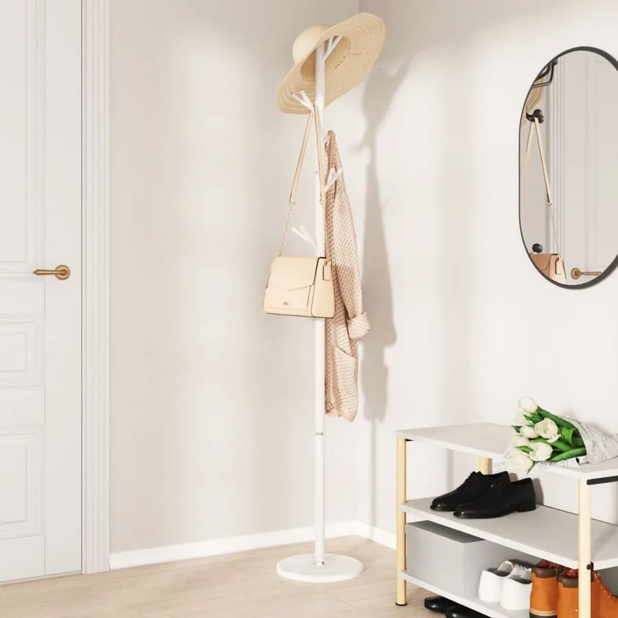 Porte-manteau blanc 175 cm fer enduit de poudre - 3