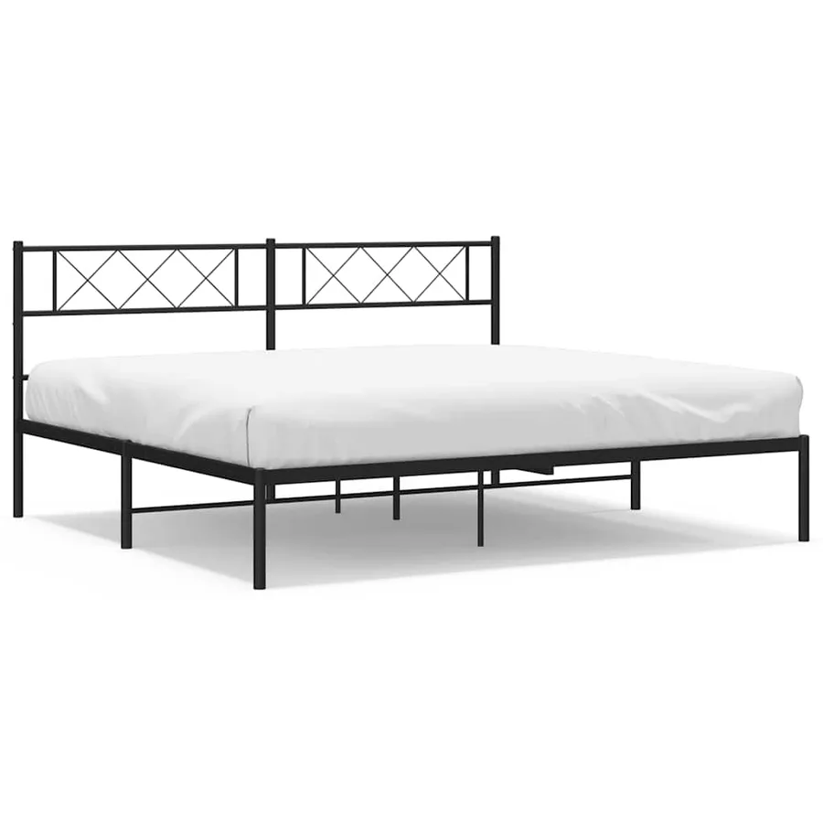 Cadre de lit métal sans matelas avec tête de lit noir 183x213cm - 2