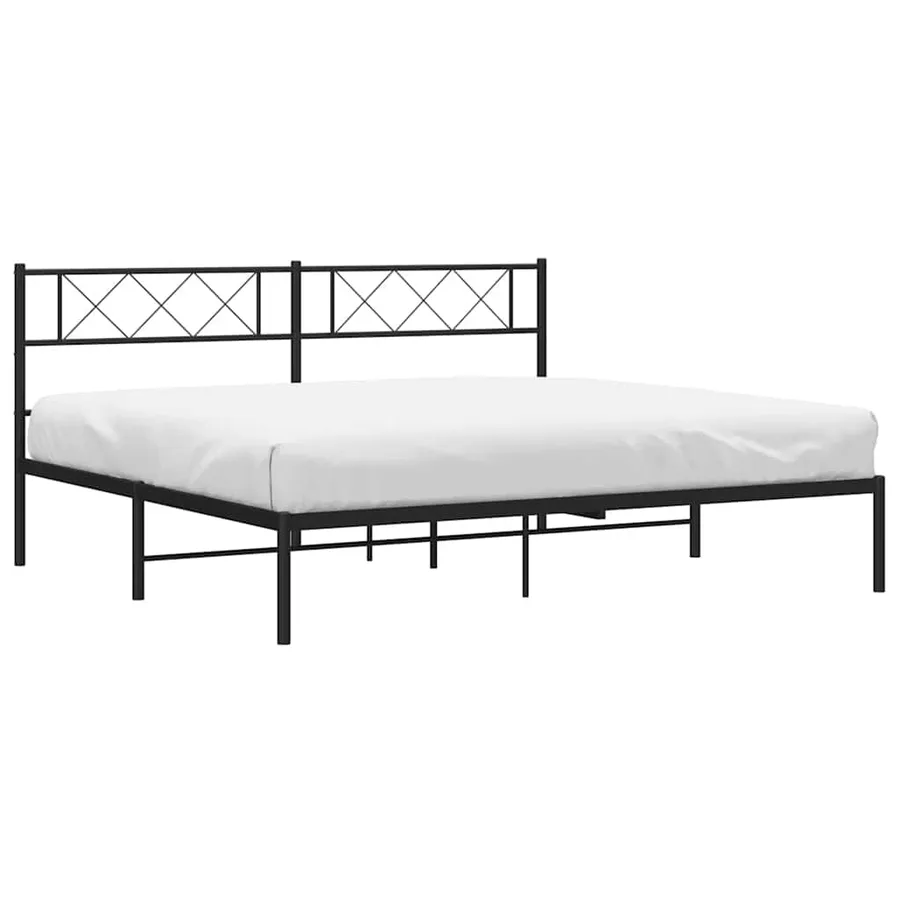 Cadre de lit métal sans matelas avec tête de lit noir 183x213cm - 4