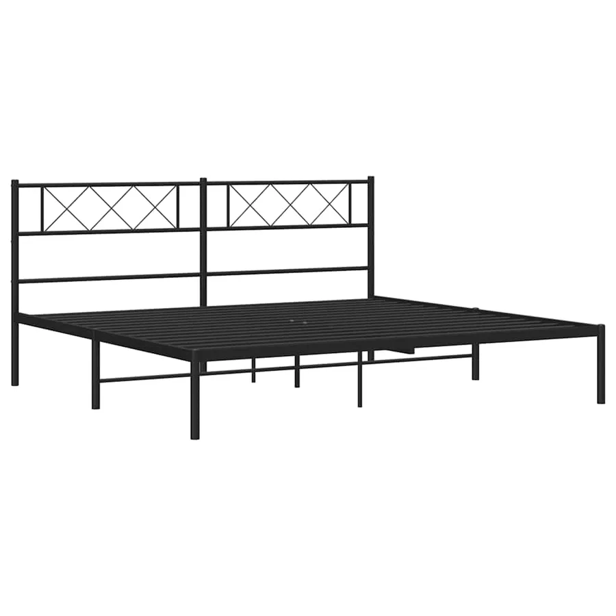 Cadre de lit métal sans matelas avec tête de lit noir 183x213cm - 6