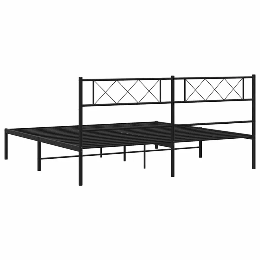 Cadre de lit métal sans matelas avec tête de lit noir 183x213cm - 8