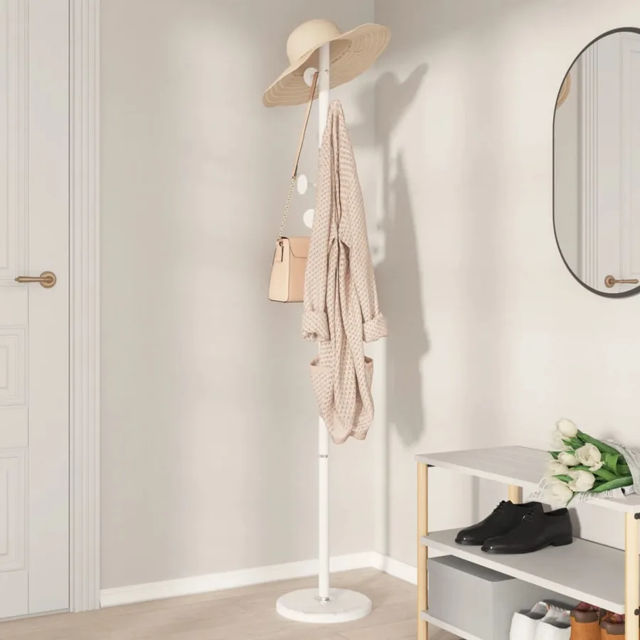Porte-manteau blanc 176 cm fer enduit de poudre - 3