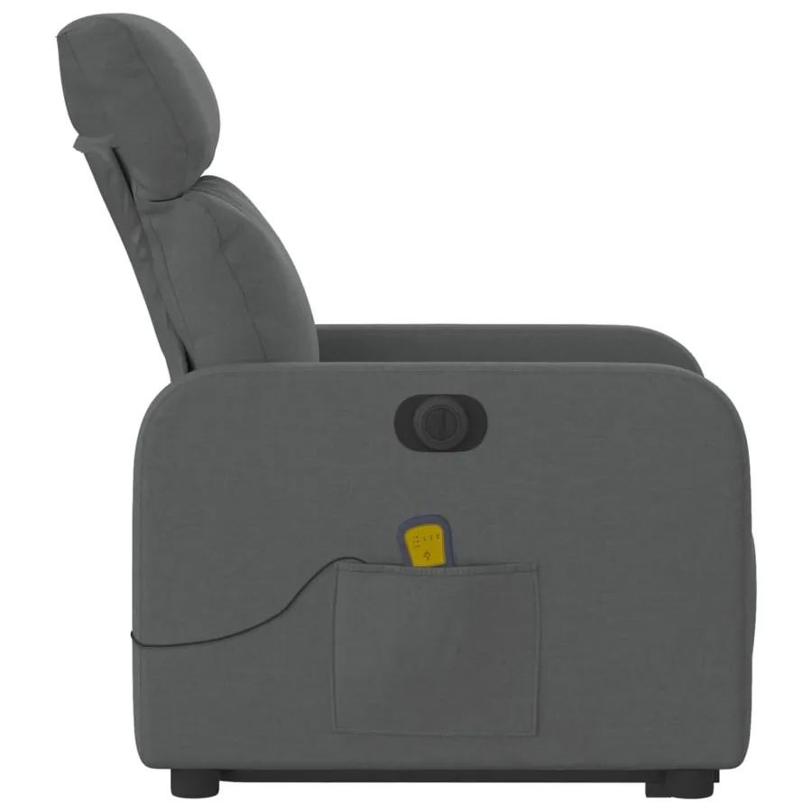 Fauteuil inclinable de massage électrique Gris foncé Tissu - 10
