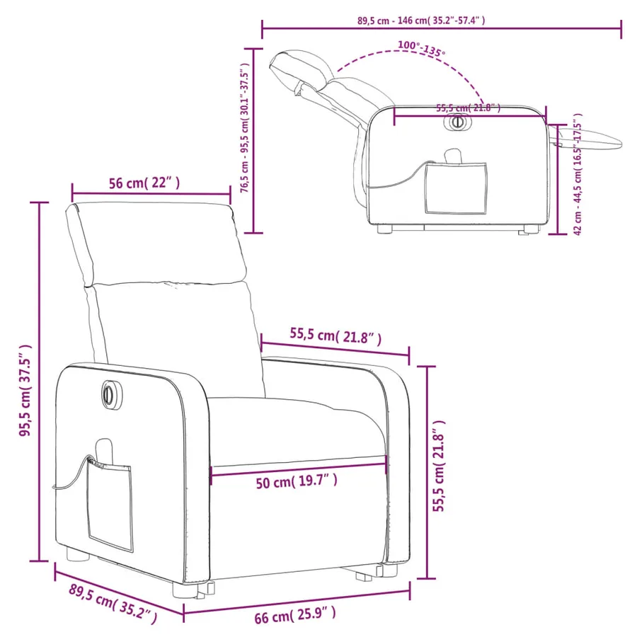 Fauteuil inclinable de massage électrique Gris foncé Tissu - 17
