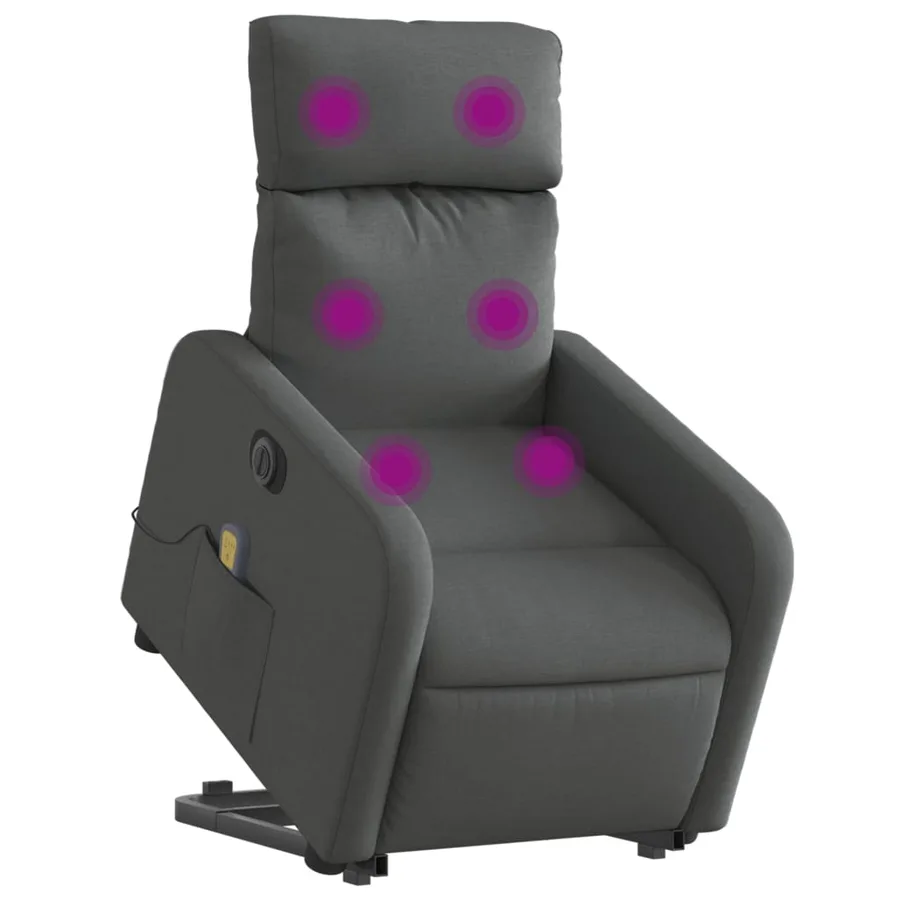 Fauteuil inclinable de massage électrique Gris foncé Tissu - 3