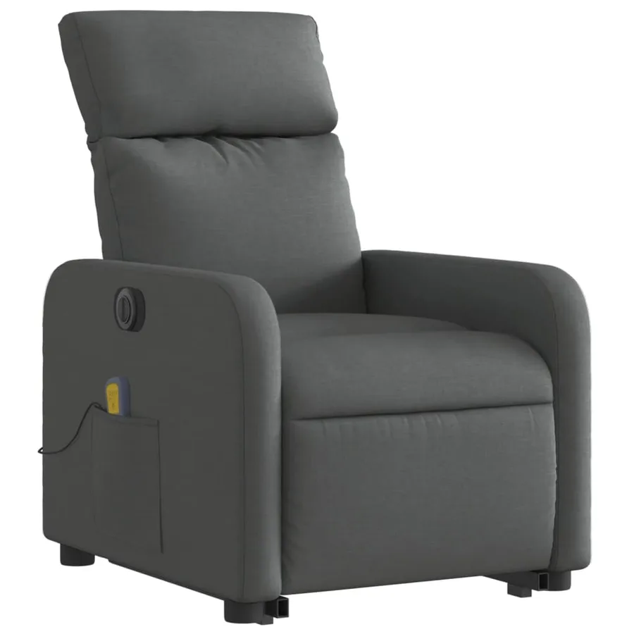 Fauteuil inclinable de massage électrique Gris foncé Tissu - 4