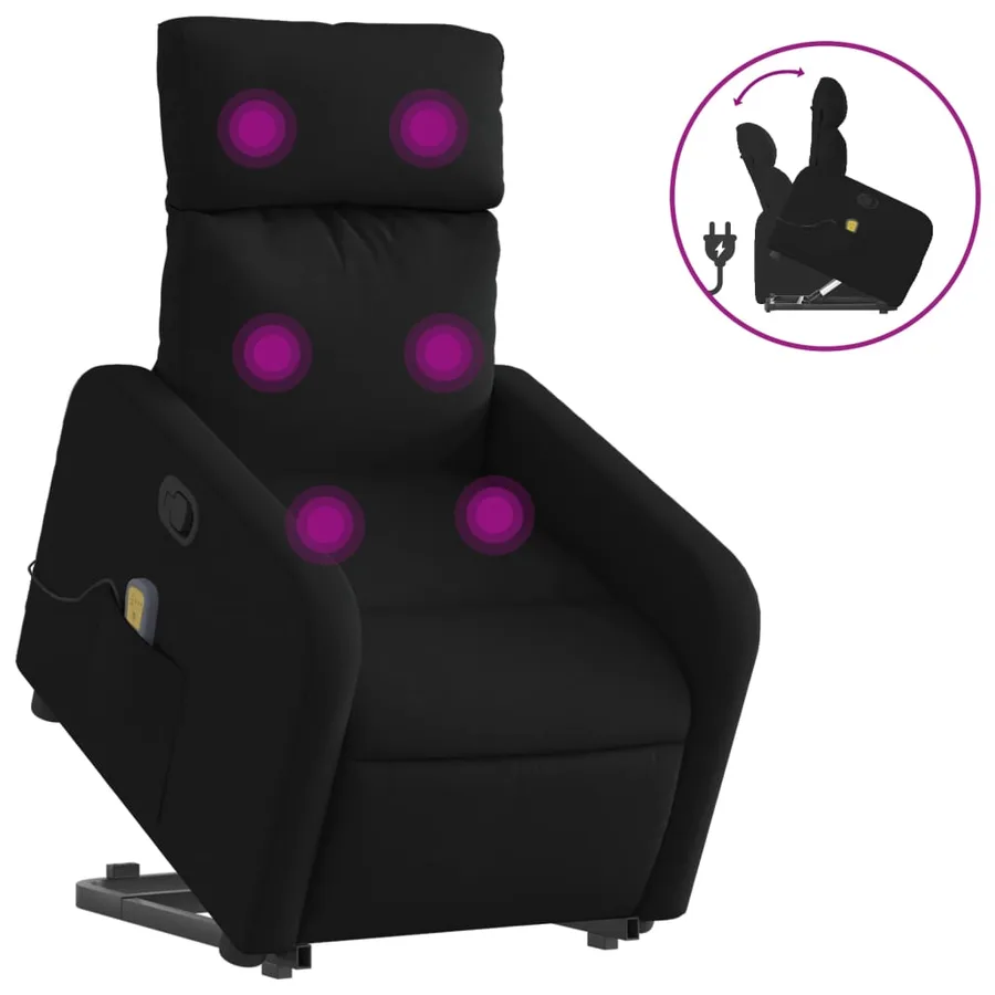 Fauteuil de massage inclinable Noir Tissu - 2