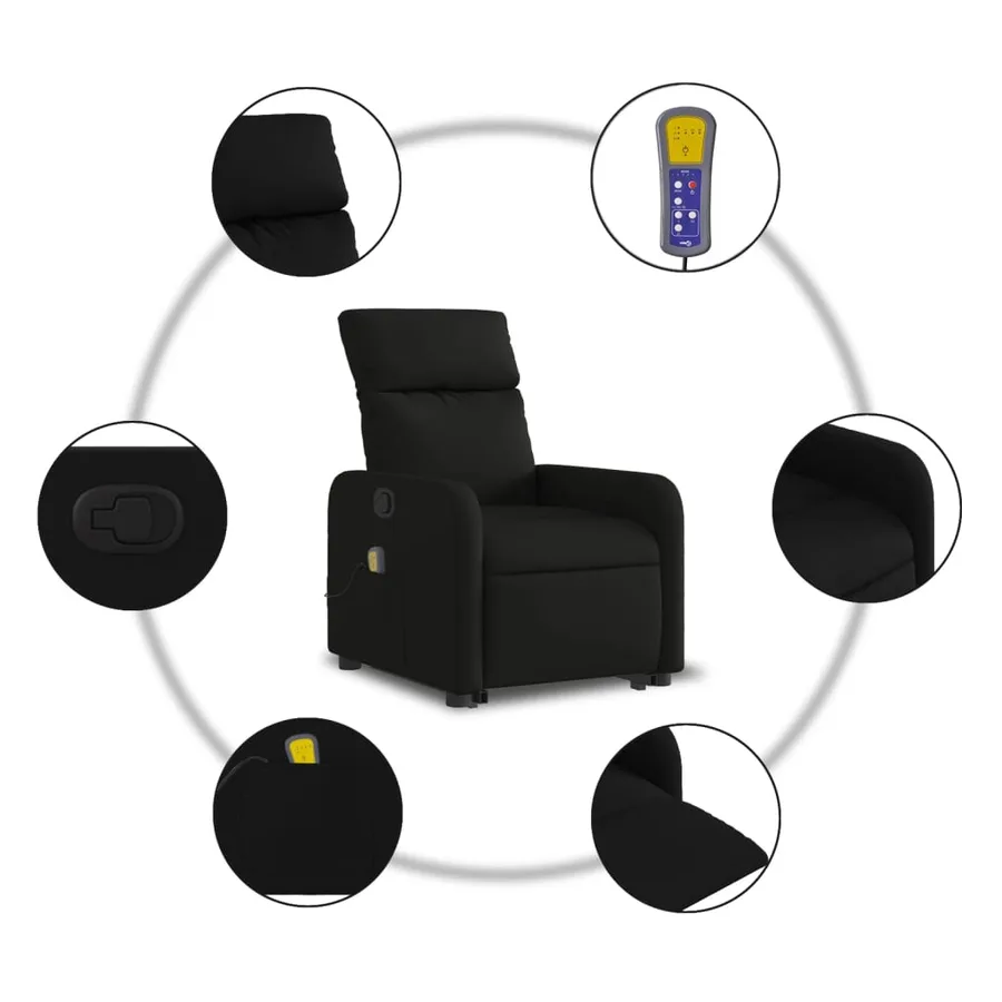 Fauteuil de massage inclinable Noir Tissu - 8