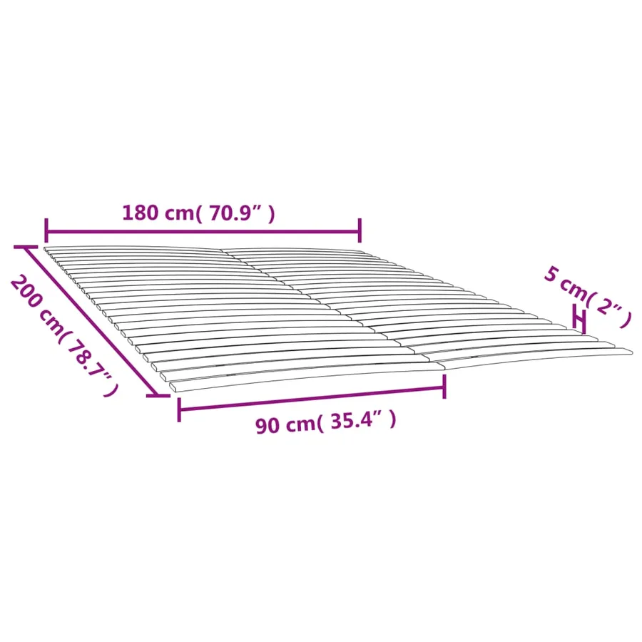 Lattes de rechange pour sommier avec 48 lattes, 2 pièces, 90 x 200 cm - 6