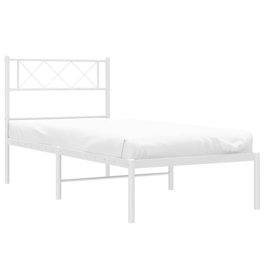 Cadre de lit métal sans matelas avec tête de lit blanc 90x190cm - 3