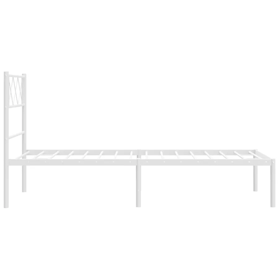 Cadre de lit métal sans matelas avec tête de lit blanc 90x190cm - 6
