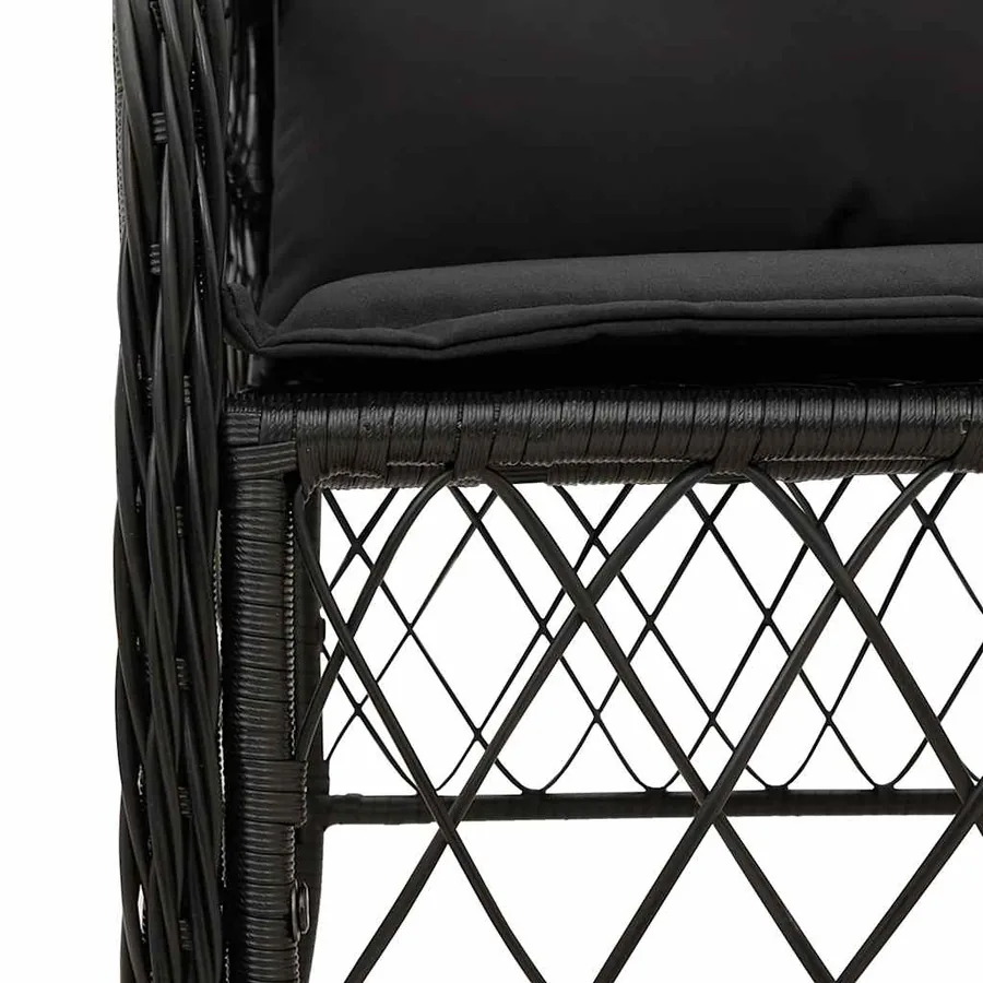 Ensemble à manger de jardin coussins 7pcs Noir Résine tressée - 5