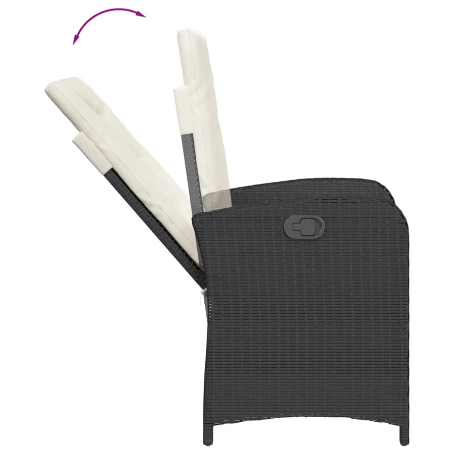 Ensemble à manger de jardin 9pcs coussins noir résine tressée - 5