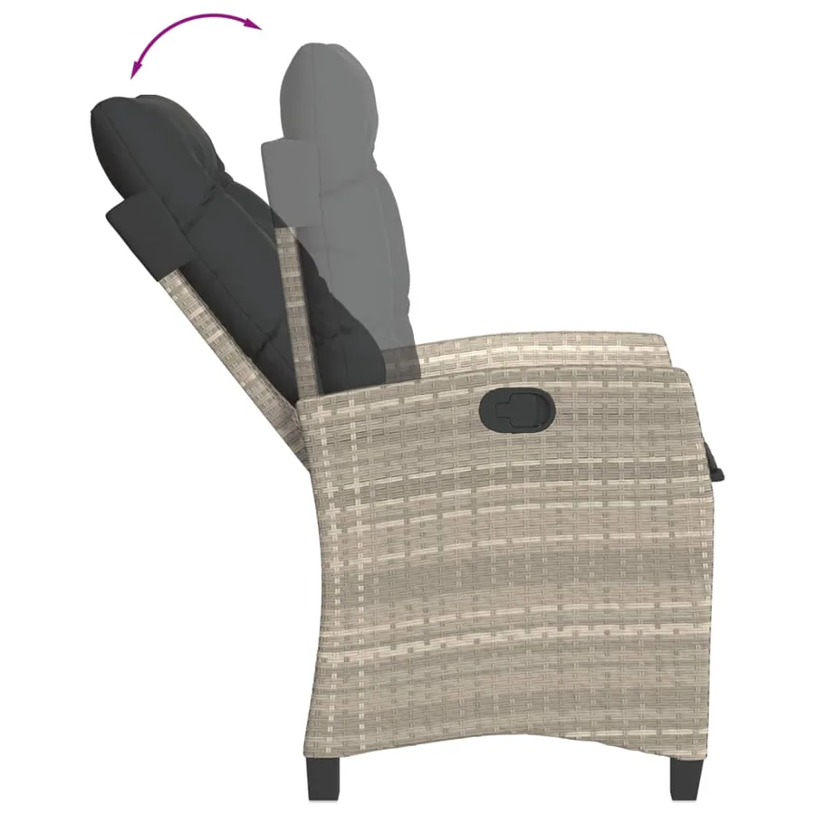 Ensemble de bistro 3 pcs et coussins gris clair résine tressée - 8