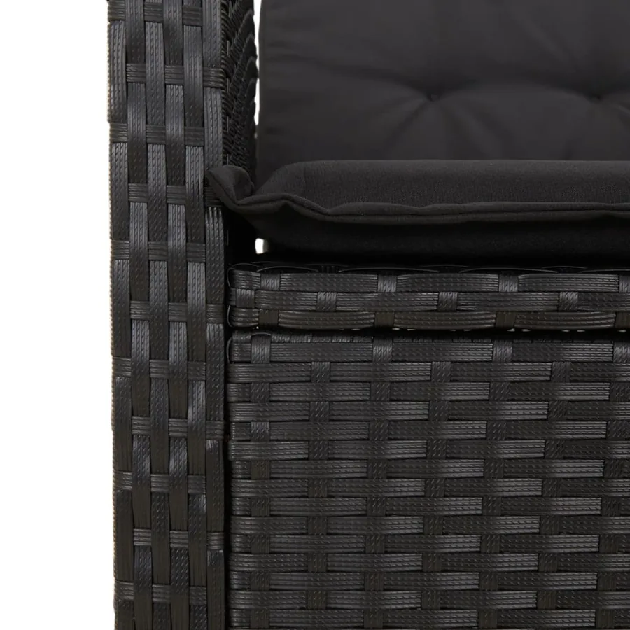 Ensemble à manger de jardin avec coussins 3 pcs Noir - 8