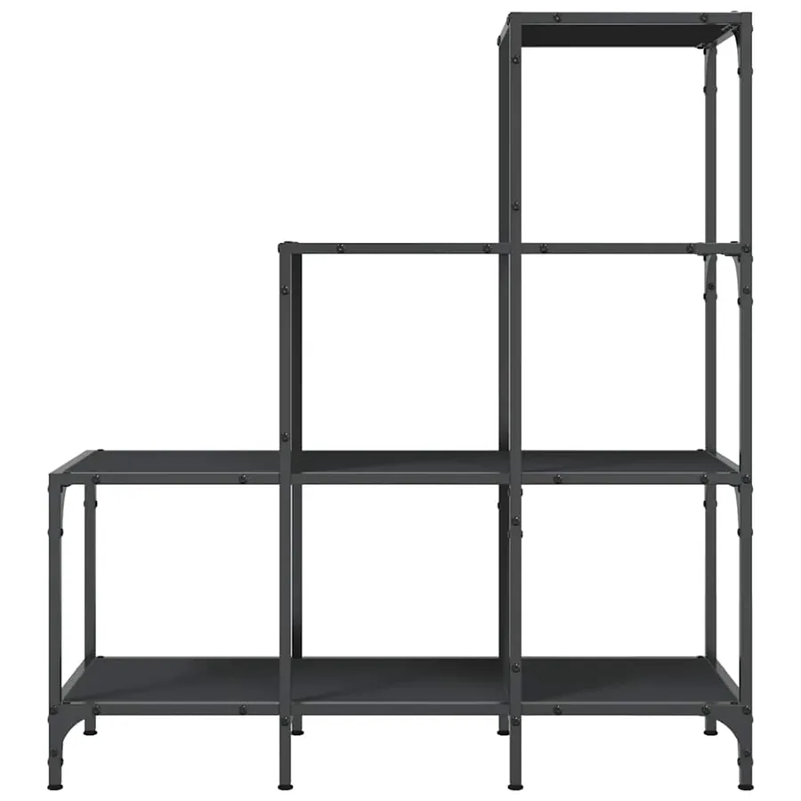 Bibliothèque noir 92x30x102 cm bois d'ingénierie et métal - 5