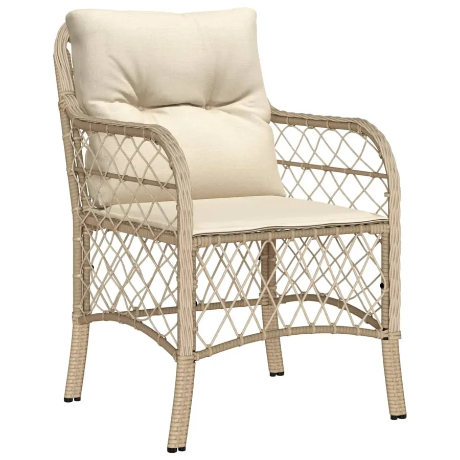 Ensemble à manger de jardin et coussins 7 pcs beige poly rotin - 3