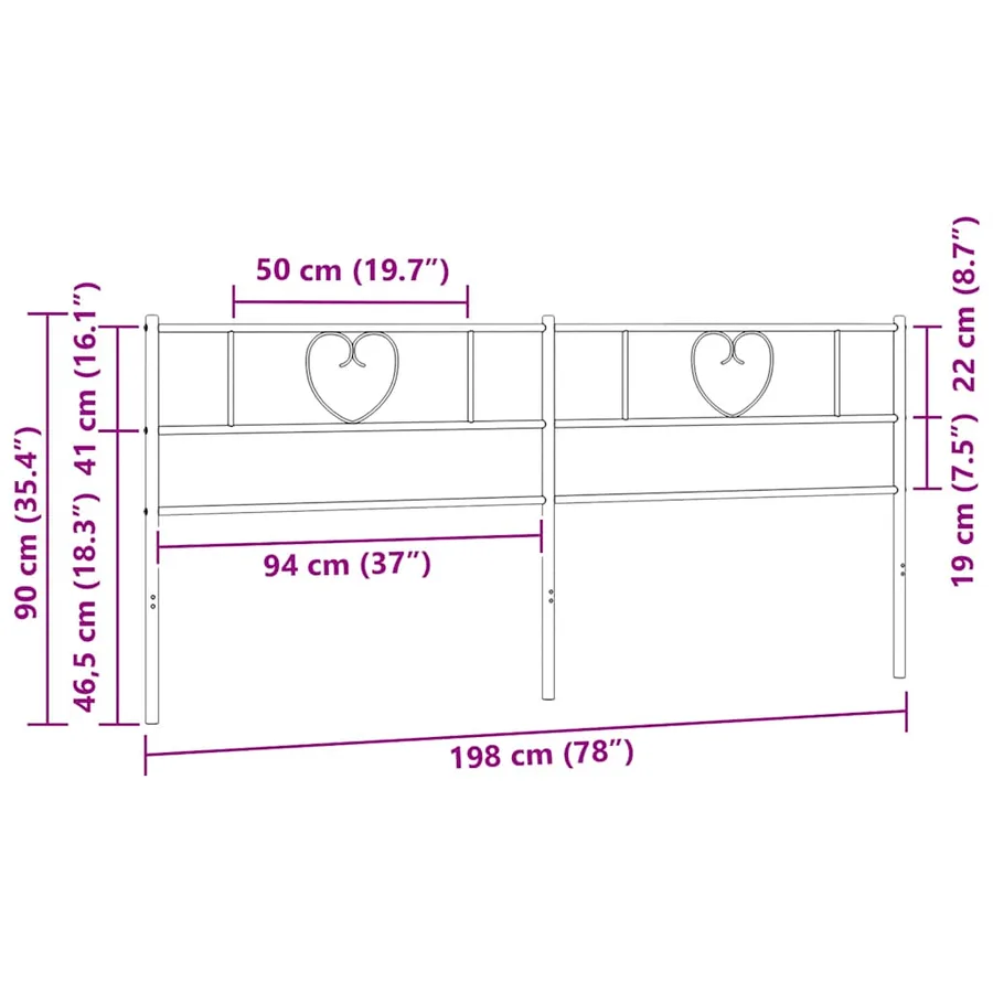 Tête de lit de remplacement métal noir 193 cm - 7