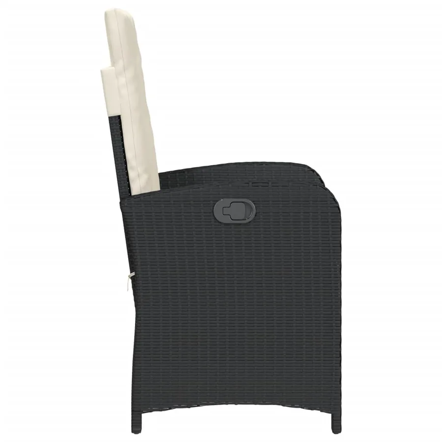 Chaise inclinable de jardin avec coussins noir résine tressée - 5
