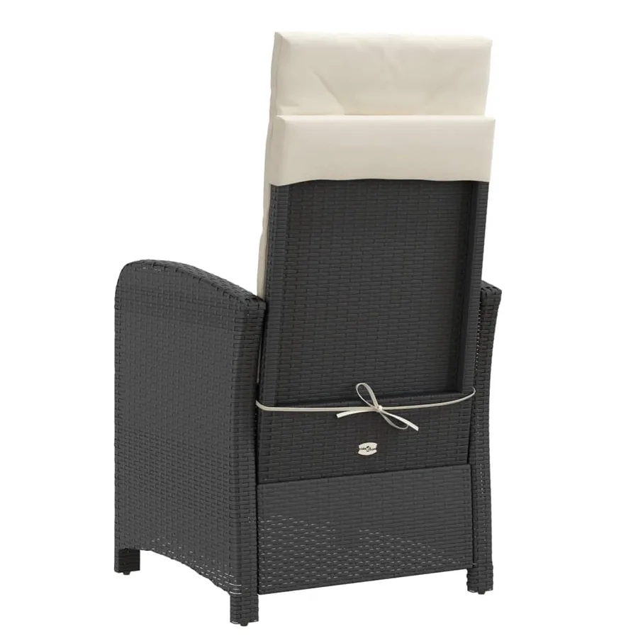 Chaise inclinable de jardin avec coussins noir résine tressée - 6