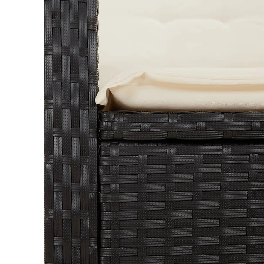 Chaise inclinable de jardin avec coussins noir résine tressée - 9
