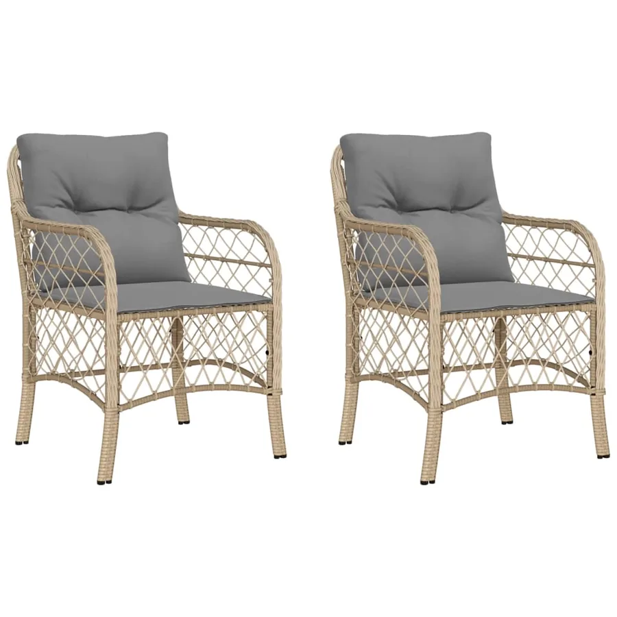 Chaises de jardin avec coussins lot de 2 mélange beige rotin - 2
