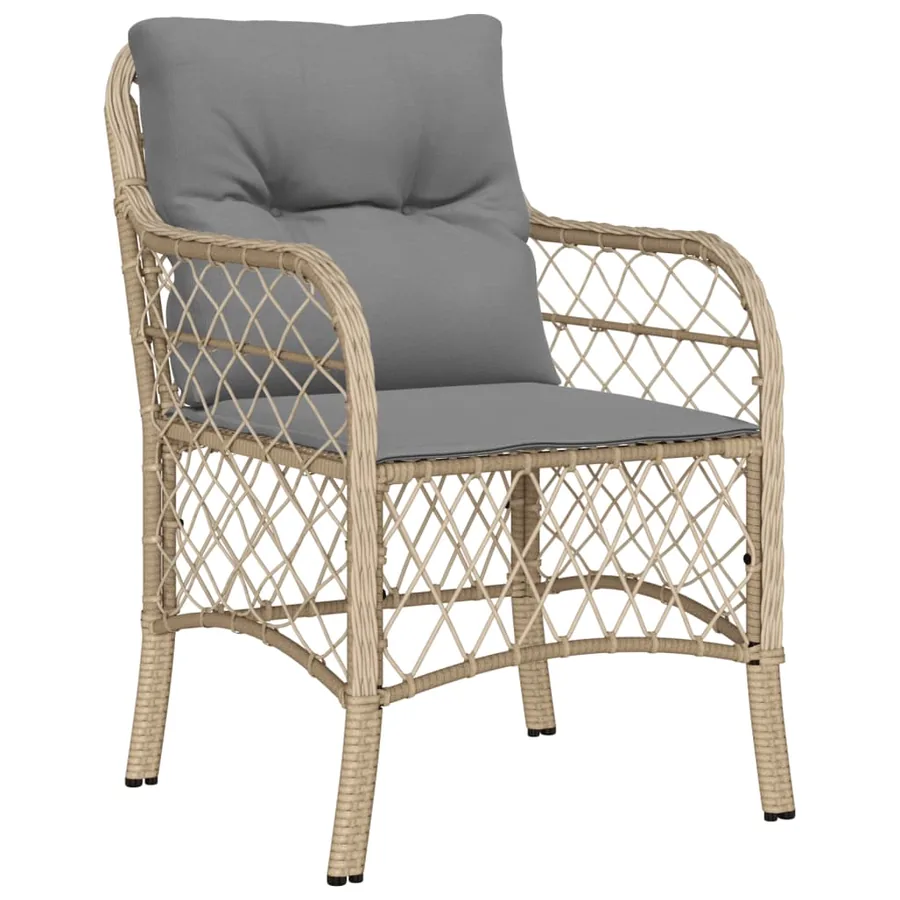 Chaises de jardin avec coussins lot de 2 mélange beige rotin - 4