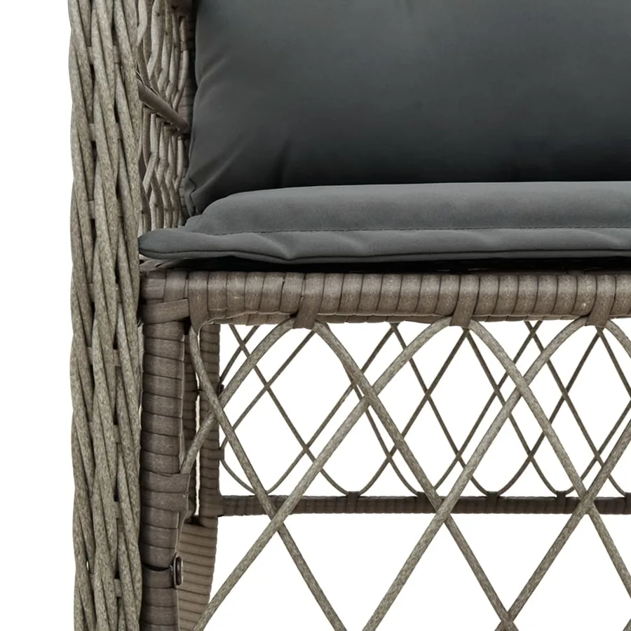 Ensemble à manger de jardin 9 pcs coussins gris résine tressée - 5