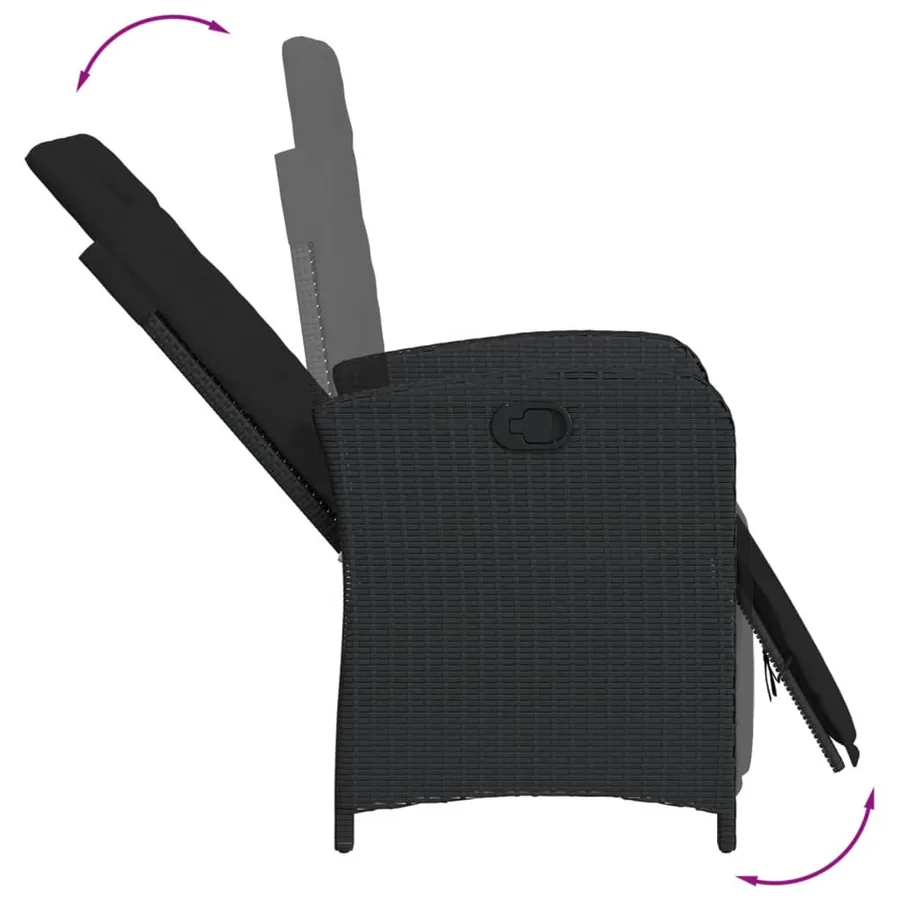 Ensemble de bistro 3 pcs avec coussins noir résine tressée - 5