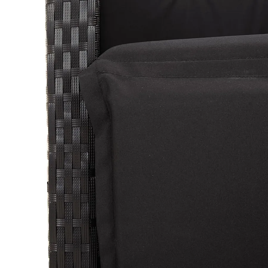 Ensemble à manger de jardin coussins 5pcs Noir Résine tressée - 6