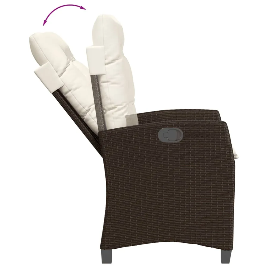 Ensemble à manger de jardin et coussins 9 pcs marron poly rotin - 7