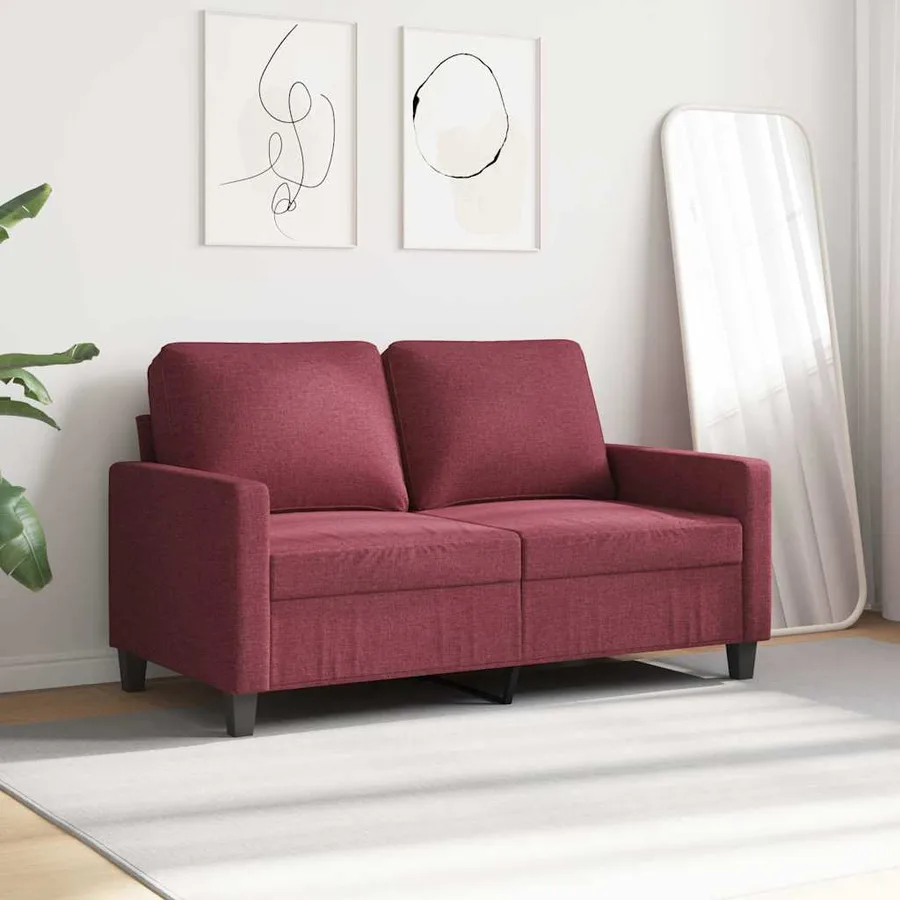 Canapé à 2 places Rouge bordeaux 120 cm Tissu - 3