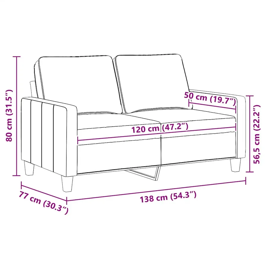 Canapé à 2 places Rouge bordeaux 120 cm Tissu - 9