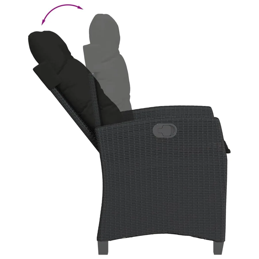 Ensemble à manger de jardin coussins 7pcs Noir Résine tressée - 6
