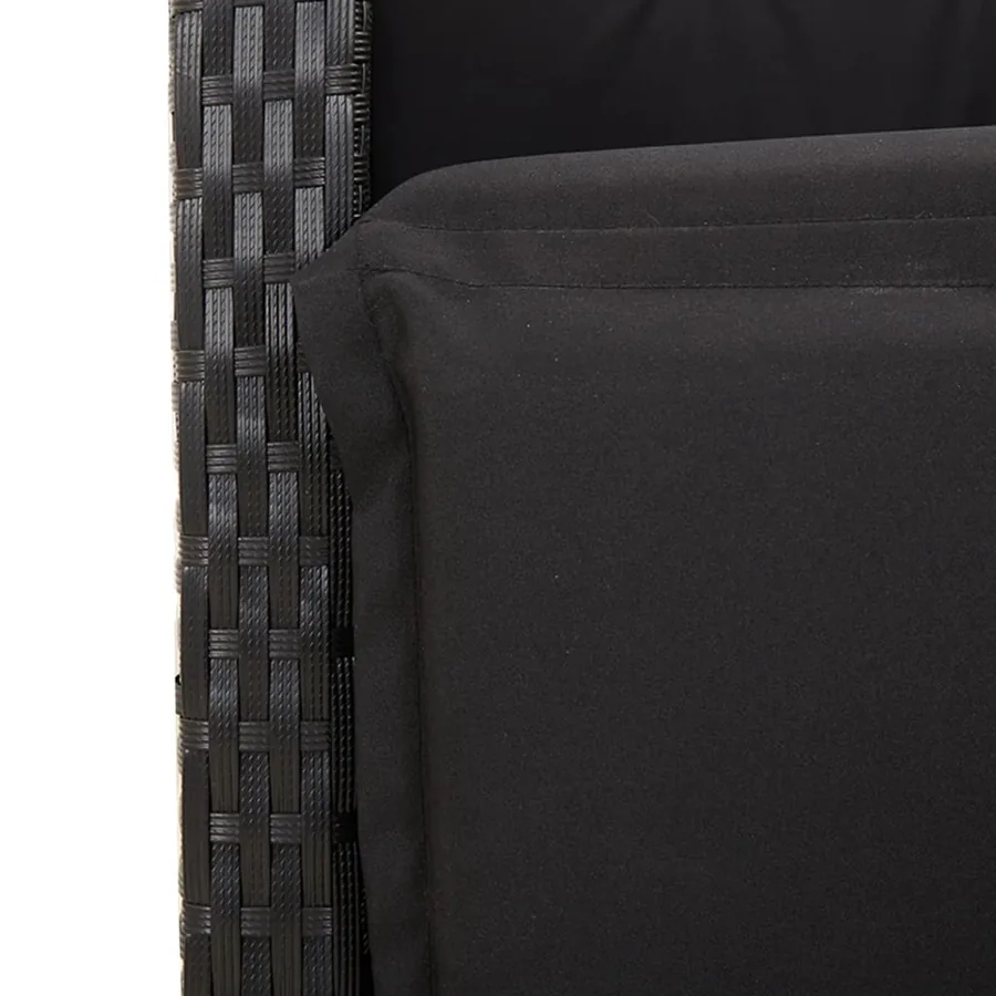 Ensemble à manger de jardin coussins 7pcs Noir Résine tressée - 9