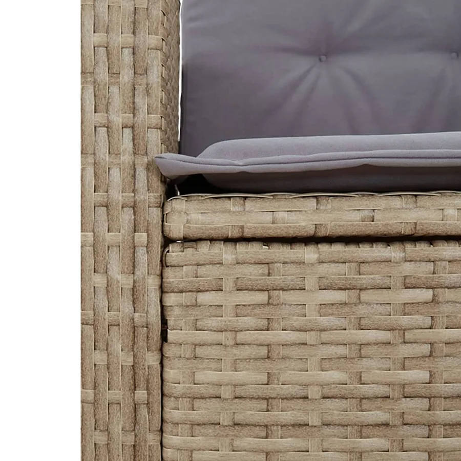 Ensemble à manger de jardin coussins 4 pcs beige résine tressée - 6