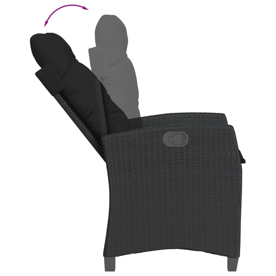 Ensemble à manger de jardin coussins 5pcs Noir Résine tressée - 6