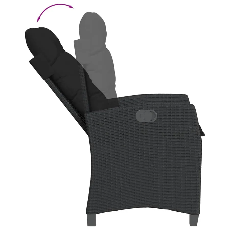 Ensemble à manger de jardin 9pcs coussins noir résine tressée - 6