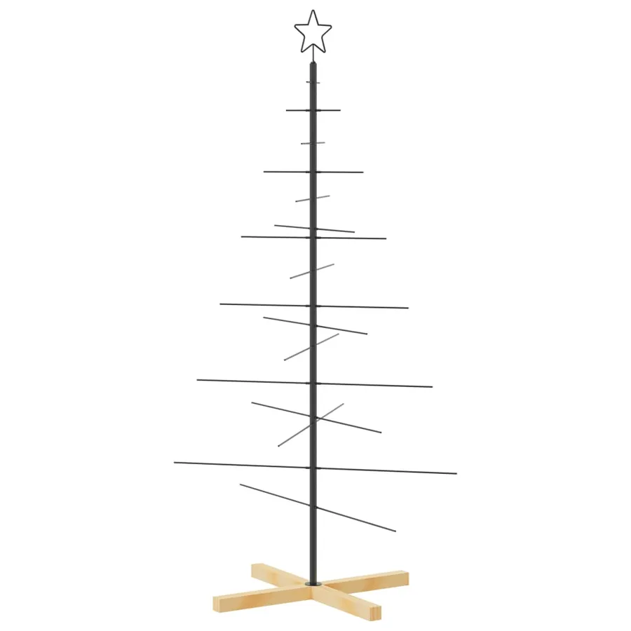Arbre de Noël en métal avec base en bois noir 150 cm - 2