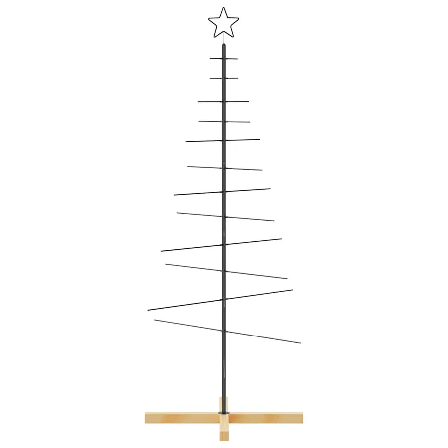 Arbre de Noël en métal avec base en bois noir 150 cm - 3
