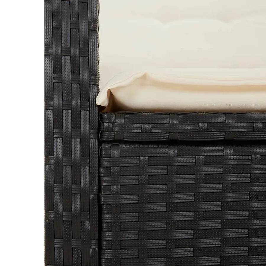 Ensemble à manger de jardin coussins 5pcs Noir Résine tressée - 6